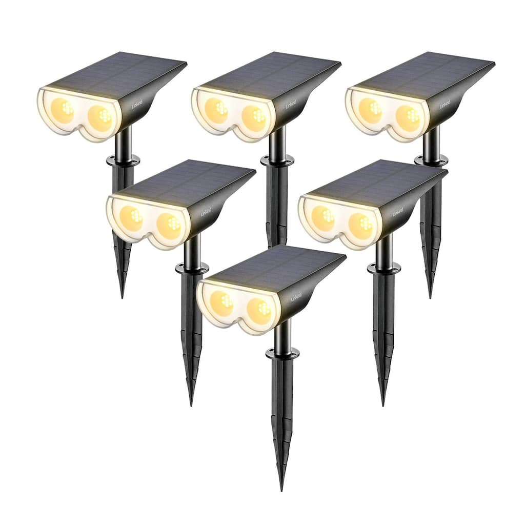 Dusk-to-Dawn Solar Spot Lights Outdoor Waterproof, IP67 3000k Warm White Solar Lights, 16 LEDs Solar Landscape Spotlights,6 Pack