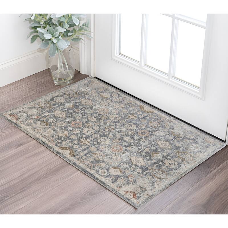 HomeRoots Medallion Transitional Rectangle Area Rug - 39.00 in. x 24.00 in. x 0.30 in. - 39.00 in. x 24.00 in.  x 0.30 in.