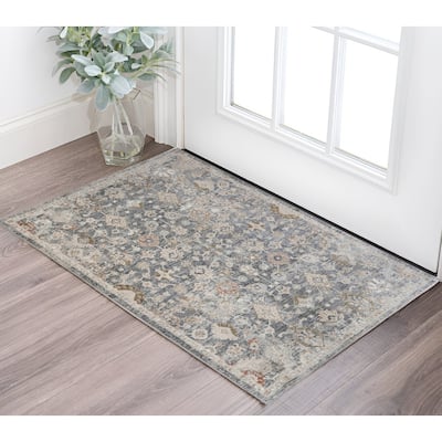 HomeRoots Medallion Transitional Rectangle Area Rug - 39.00 in. x 24.00 in. x 0.30 in.