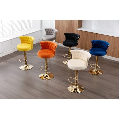 HOMEFUN Swivel Bar Stools Set of 2 Adjustable Counter Height Chairs with Footrest for Kitchen, Dining Room 2PC/SET
