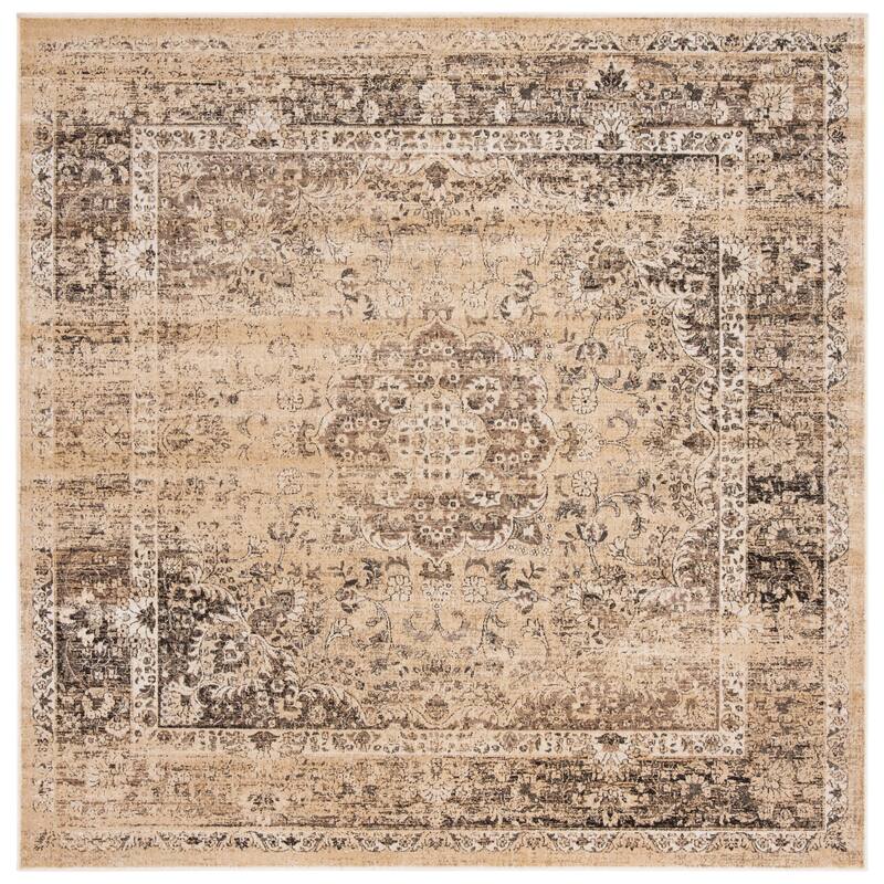 SAFAVIEH Agda Charlott Distressed Oriental Area Rug - 6' Square - Warm Beige