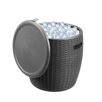 Ainfox 45L Large Polypropylene Portable Wicker Ice Bucket Home Patio Yard Waterproof Light Brown