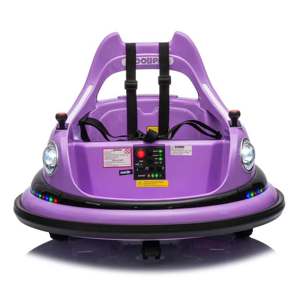 12V Electric Kids Bumper Car w/ Parent Remote Control, LED Lights, Bluetooth Music & Anti-Collision Padding (Ages 1.5-5 Years)