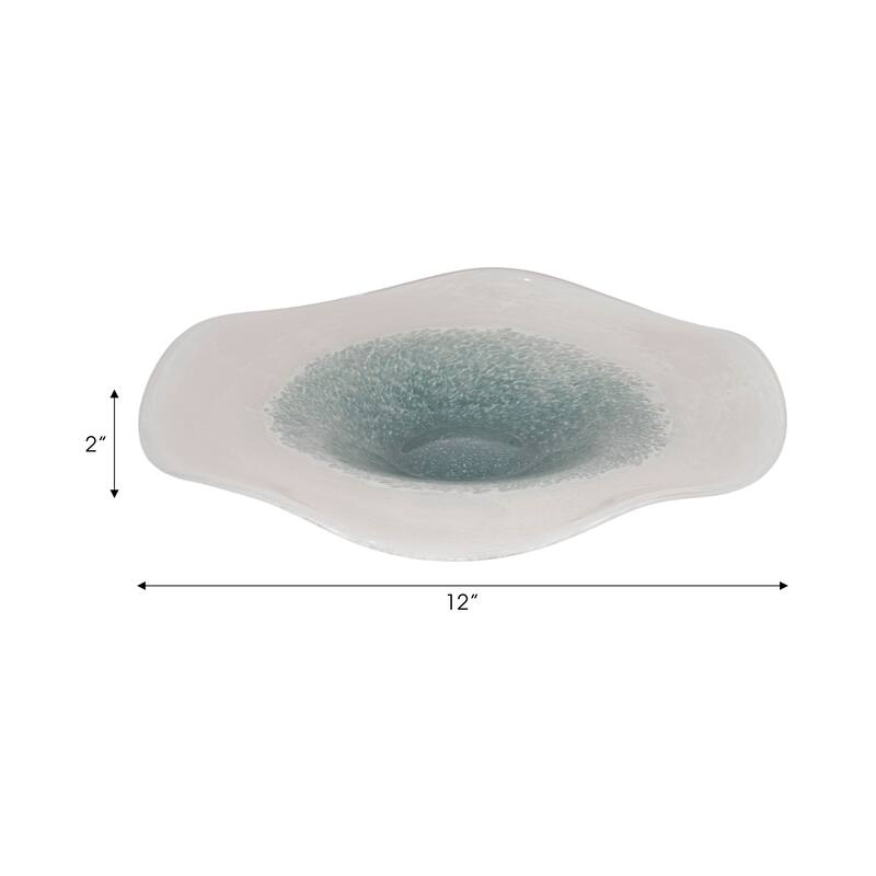 Decorative Speckled Wave Glass Bowl - Home Decor - 12", Blue & White - 12.0"