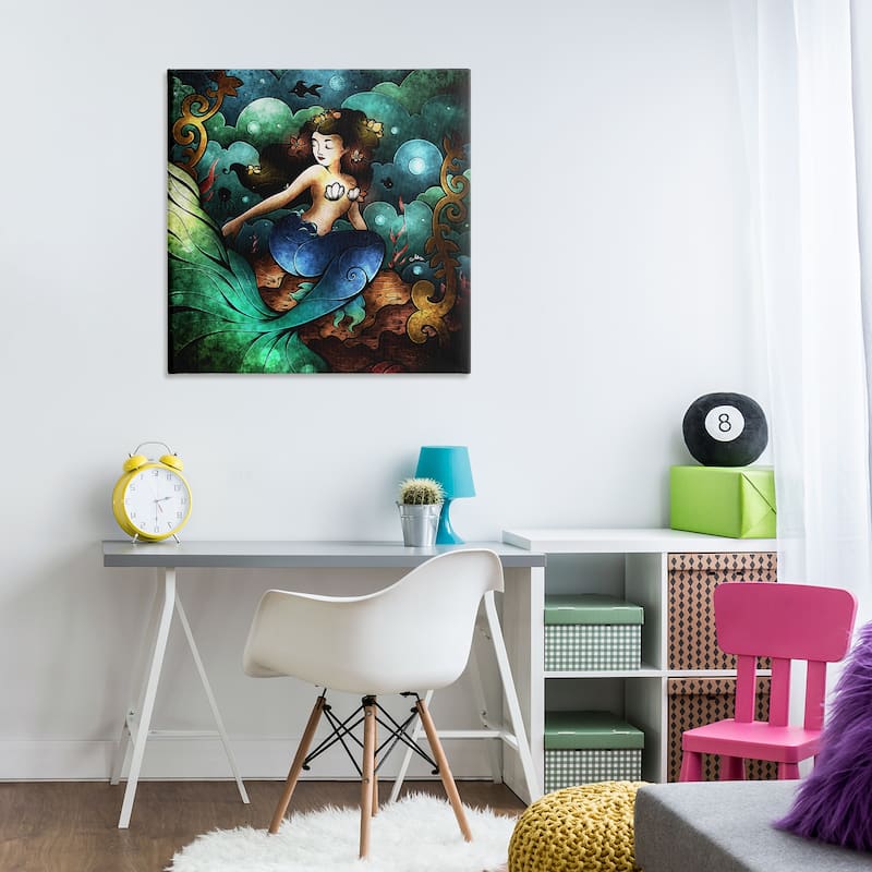 Stupell Vivid Deco Mermaid Canvas Wall Art Design By Mandie Manzano