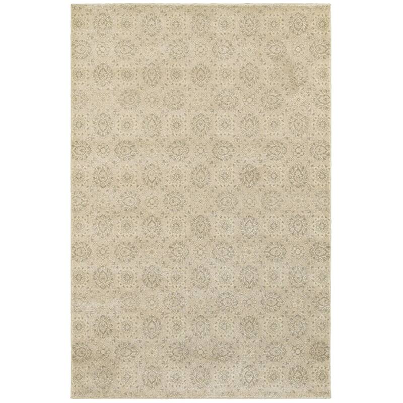 Style Haven Penn Floral Oriental Rug - 6'7" x 9'6" - Cream/Cream - Rectangle