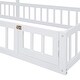 preview thumbnail 45 of 47, Twin Size Wooden Floor Bed with Fence Railings and Detachable Headboard, Kids Dress Up Rack, Playhouse Frame