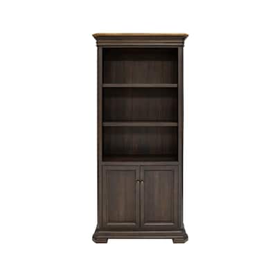 Executive Bookcase With Doors, Fully Assembled, Brown - 36"W x 78"H x 14"D