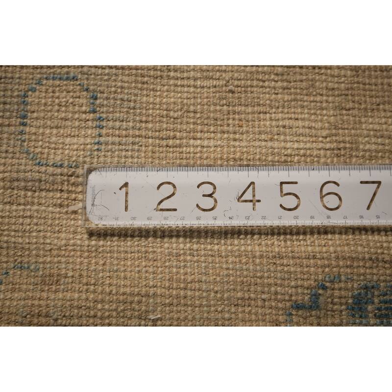 Vegetable Dye Blue Oushak Turkish Area Rug Hand-Knotted Wool Carpet - 8'2" x 9'11"