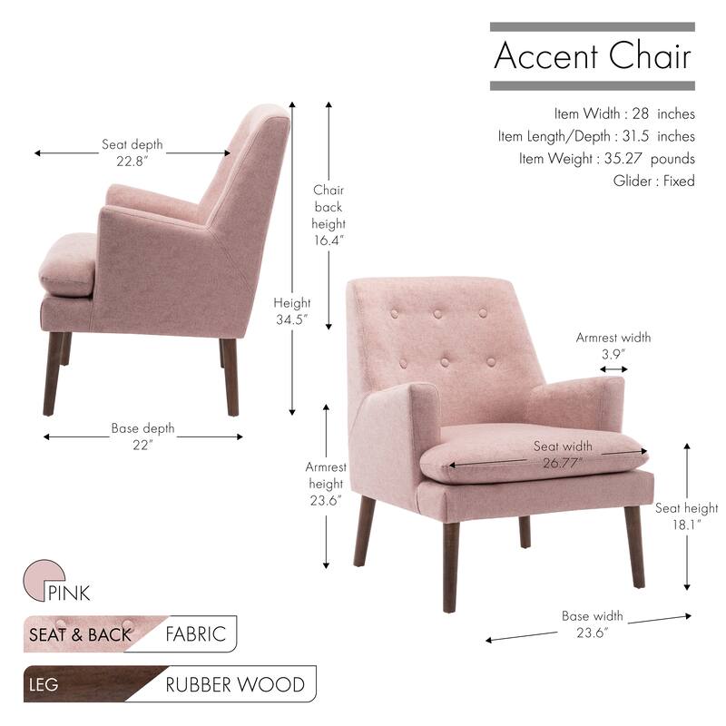 Porthos Home Gaelen Tufted Rubberwood Accent Chair