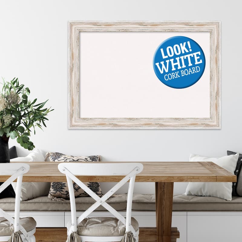 Framed White Cork Board, Alexandria White Wash