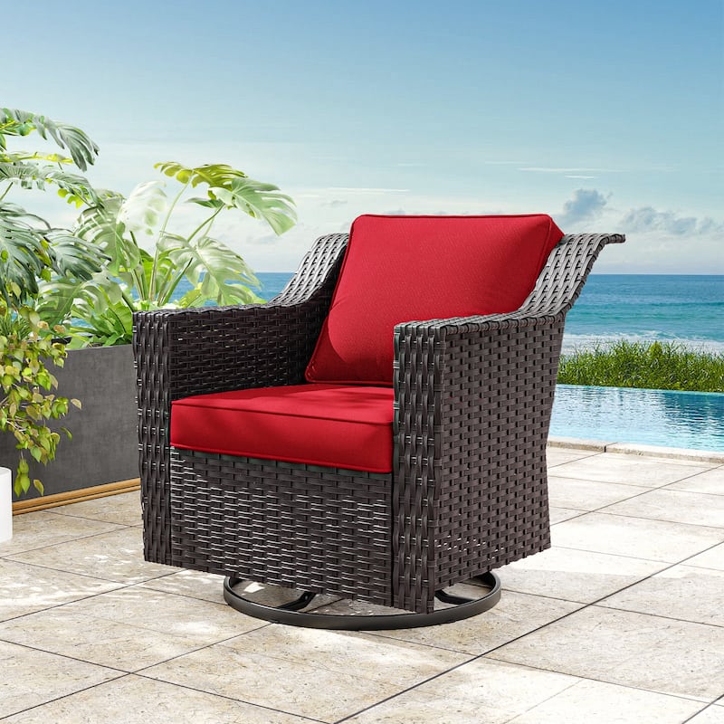 Cozywor Outdoor Patio Swivel Rattan Rocking Wicker Chair - N/A