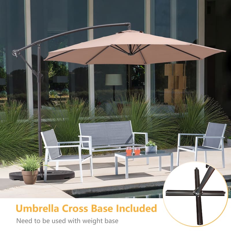 Clihome 10Ft Outdoor Crank Cantilever Patio Umbrella Without Base