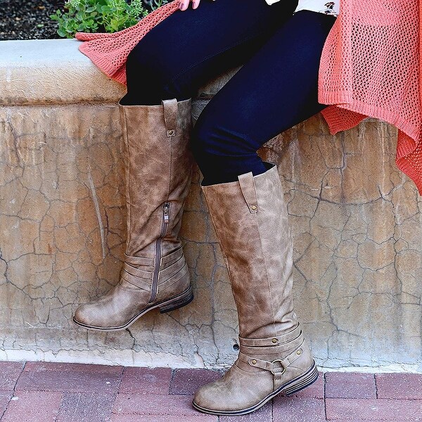 womens leather riding boots wide calf