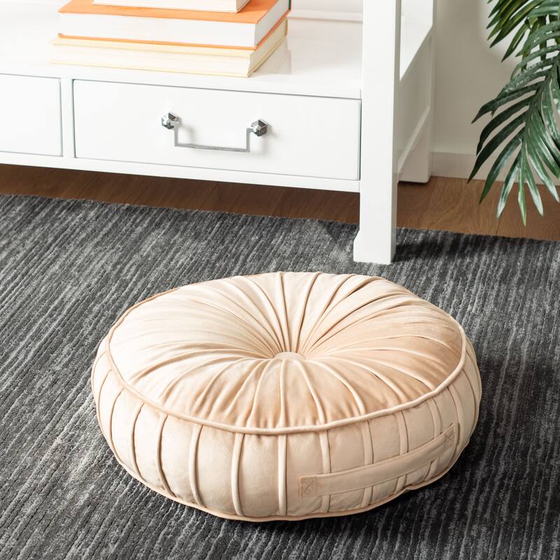 SAFAVIEH Radoica Tufted Velvet 18-inch Round Floor Pillow - Champagne - 12Wx12L