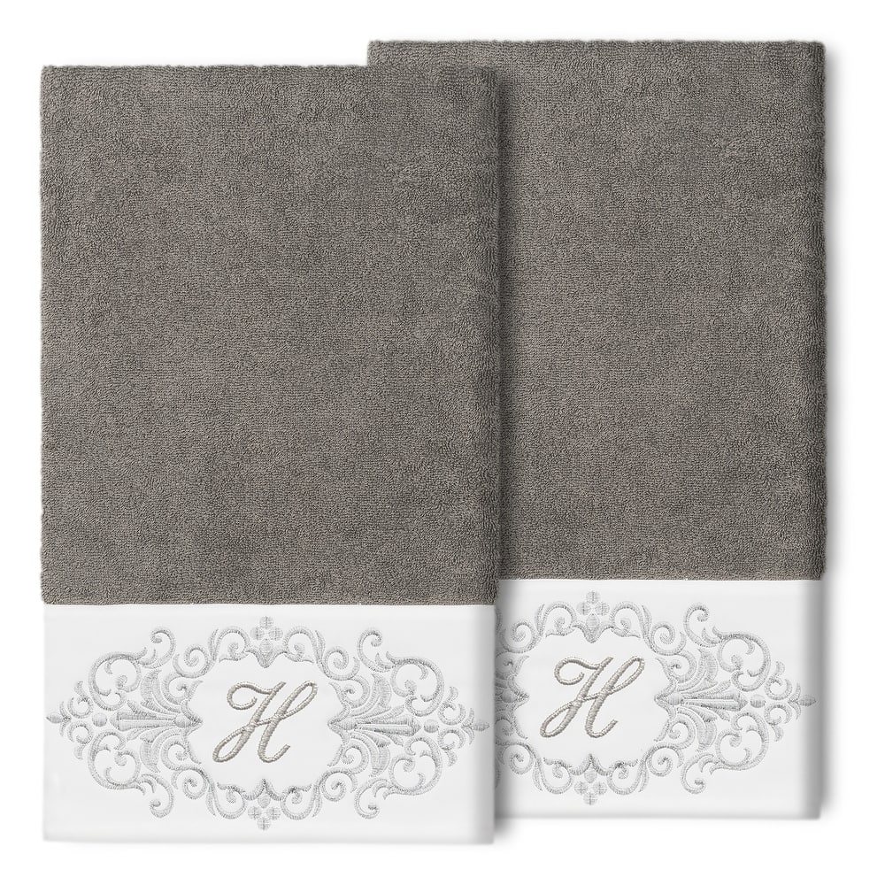 Authentic Hotel and Spa 100% Turkish Cotton Monica 2PC Embellished Bath Towel Set