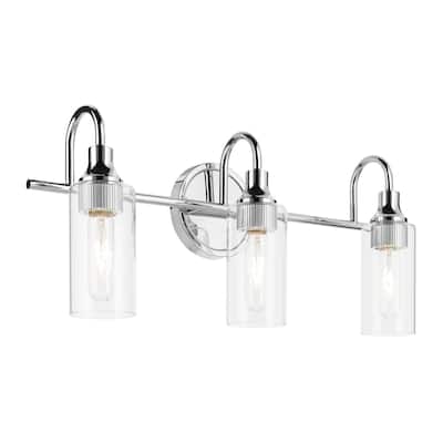 Kichler Lighting Kavi 23" 3-Light Vanity Light with Clear Glass in Chrome