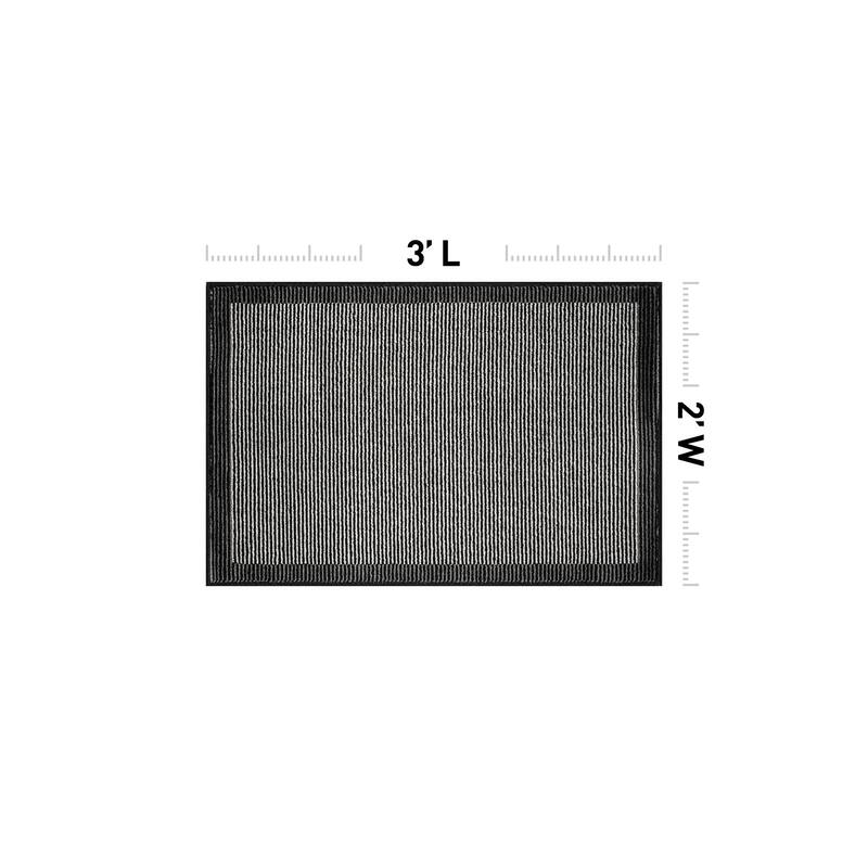 Modern Geometric Stripe Bordered Area Rug for Living Room, Bedroom, or Entryway - Low Pile Indoor Rug