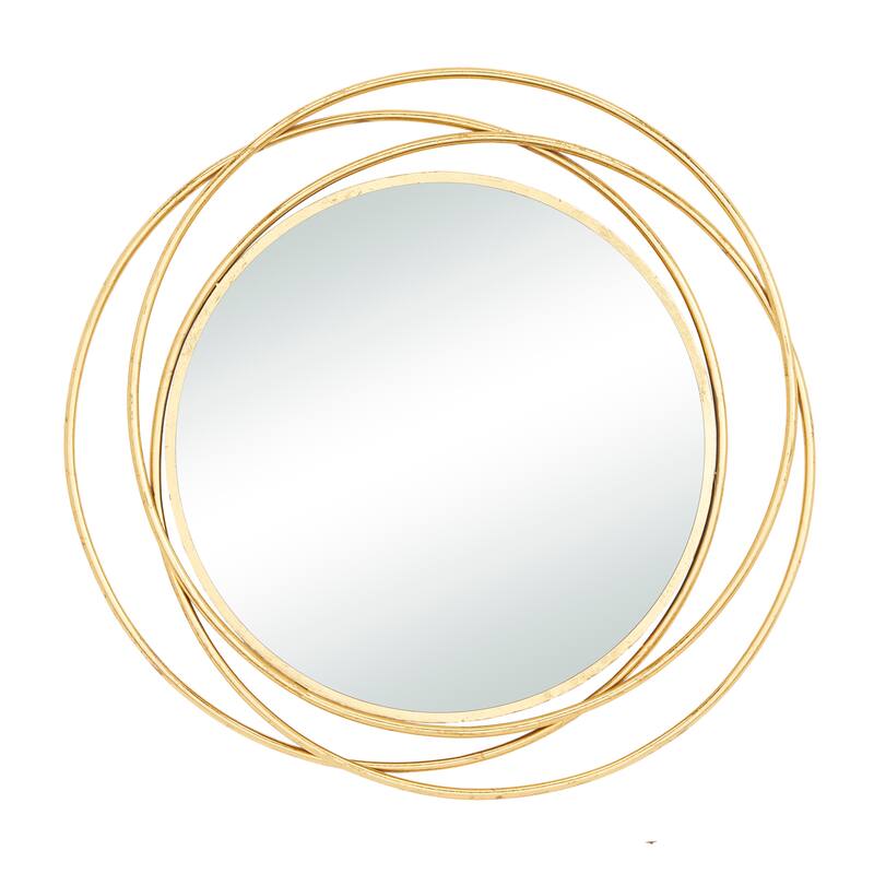 Stylish Metal Wall Mirror with Overlapping Circles and Foiled Finish - Gold or Gray