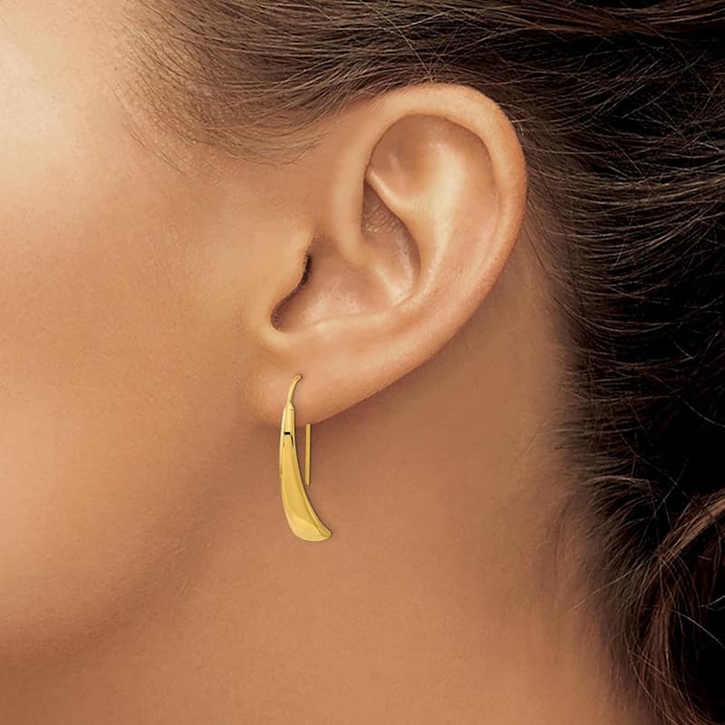 Curata 14k Yellow Gold Polished Graduated Flat Bar Wire Earrings 32.6x6.7mm