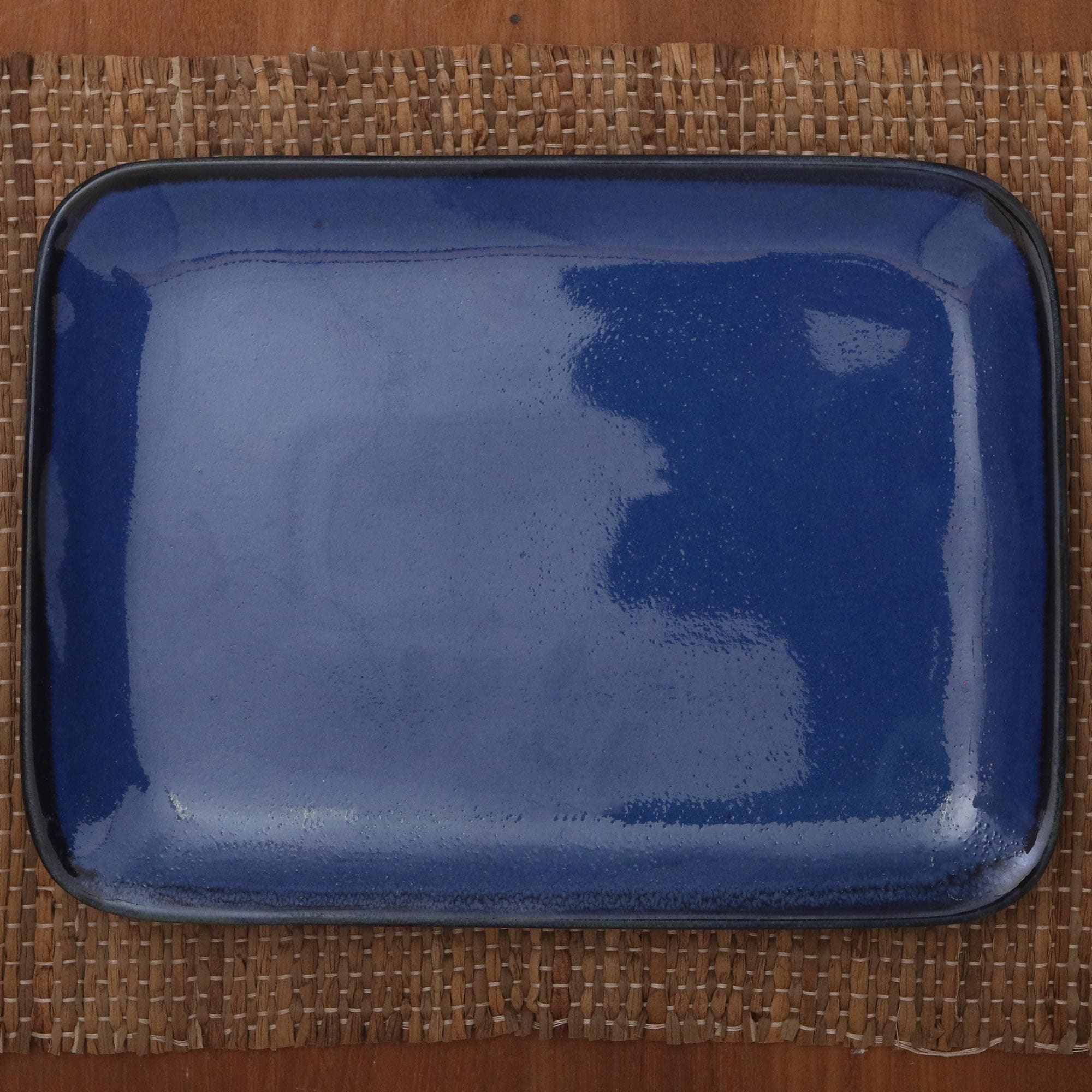 Novica Handmade Blue Field Ceramic Platter