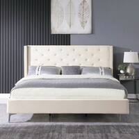angelo:HOME Upholstered Queen Bed Frame - Sven - Burgundy