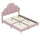 preview thumbnail 15 of 14, Queen Size Velvet Upholstered Platform Bed with Petal Shaped Headboard