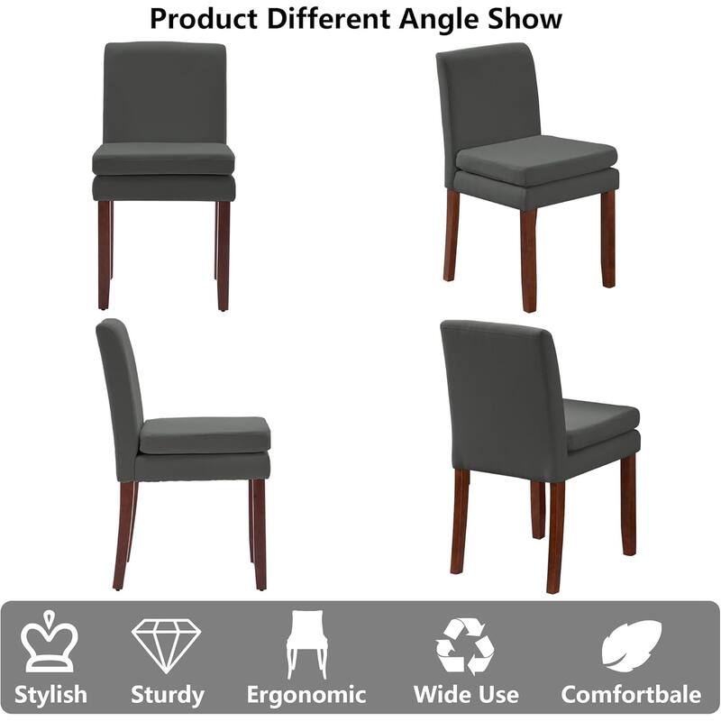 Set of 2 Upholstered Dining Chairs Modern Sidechair Performance Fabric High Back Armlesschair for Diningroom Kitchen