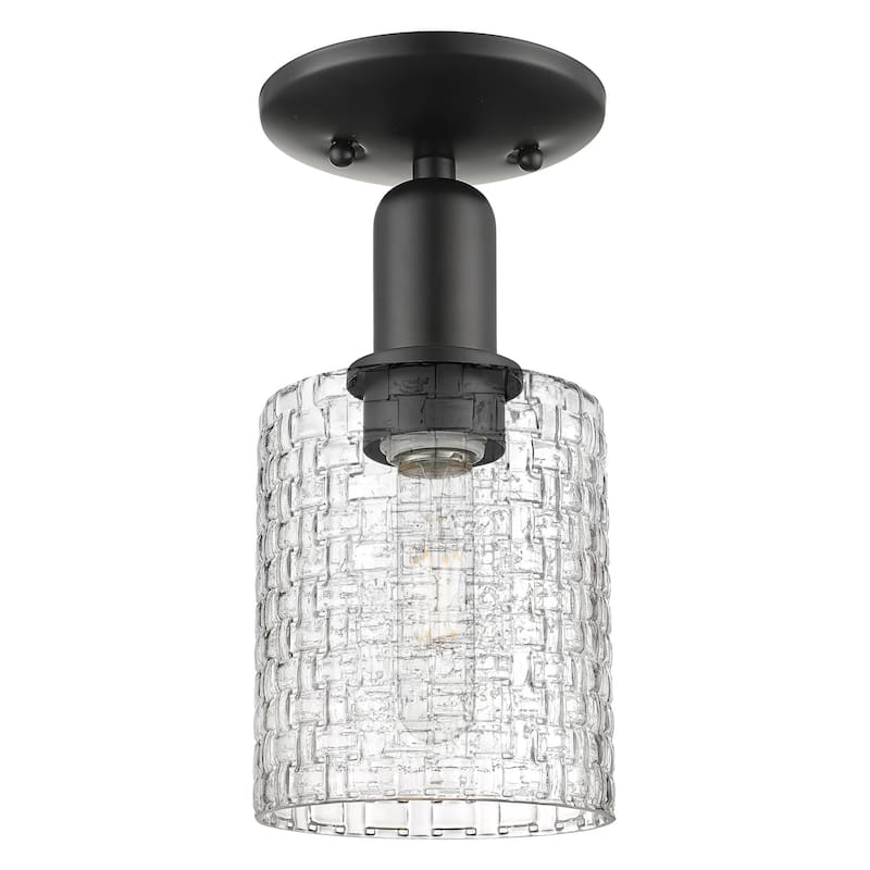 Innovations Lighting 716-1C-11-5 Cobbleskill Semi-Flush Cobbleskill 5" - Matte Black / Clear