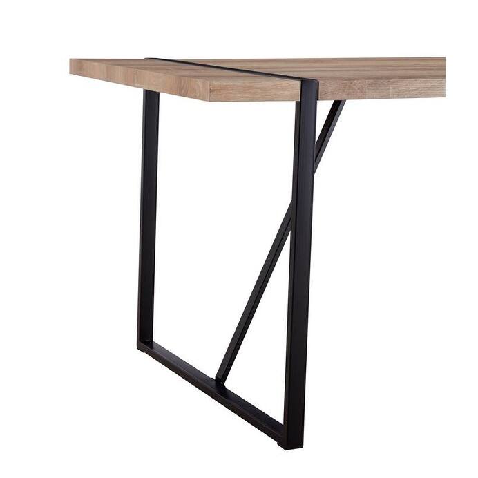 55" Modern Rustic Industrial Dining Table Engineered Wood Top & Black Metal Frame, Seats 4-6