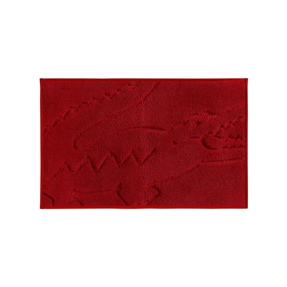 Lacoste Heritage Croc Embossed Tufted Bath Rug with Non-Slip Backing