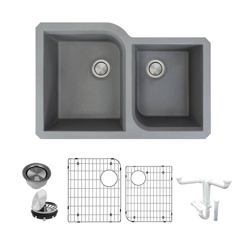 Transolid K-RUDO3120 Radius 31-3/4" Undermount Double Basin Granite - Grey