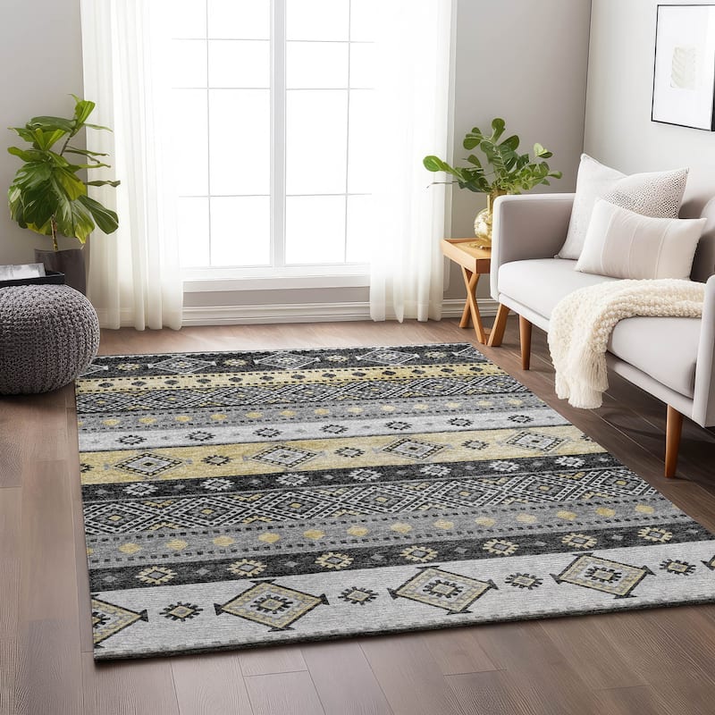 Premium Washable Super Soft Tribal Boho Mayfield Rug - Gray - 8' x 10' - Rectangle