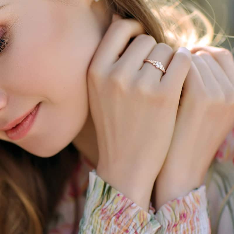 Miadora 10k Yellow Gold 1/2ct TDW Diamond Cluster Engagement Ring