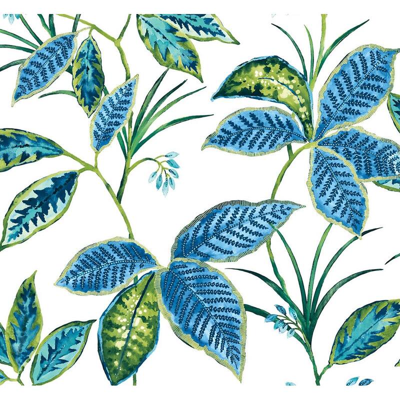 NextWall Boho Leaf Trail Peel and Stick Wallpaper - 20.5 in. W x 18 ft. L - Lagoon