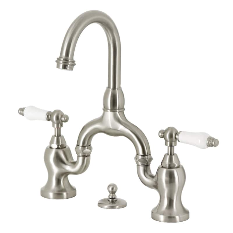 Kingston Brass KS799.PL English Country 1.2 GPM Bridge Bathroom Faucet - Brushed Nickel