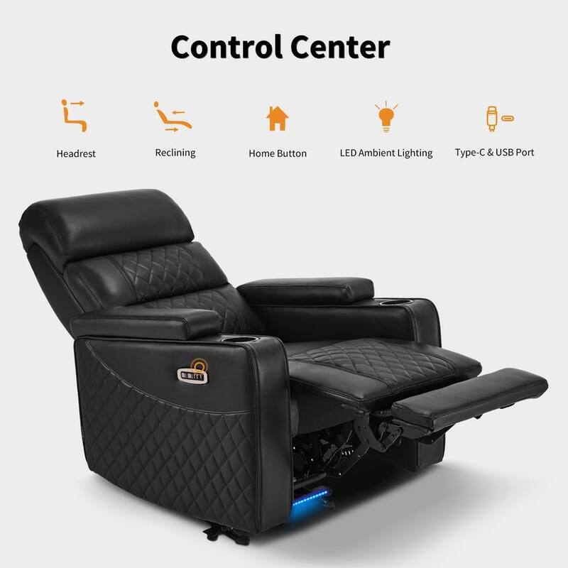 MCombo Power Recliner Chair, Electric Reclining Sofa with Adjustable Headrest and USB & Type Port, Faux Leather HTS432
