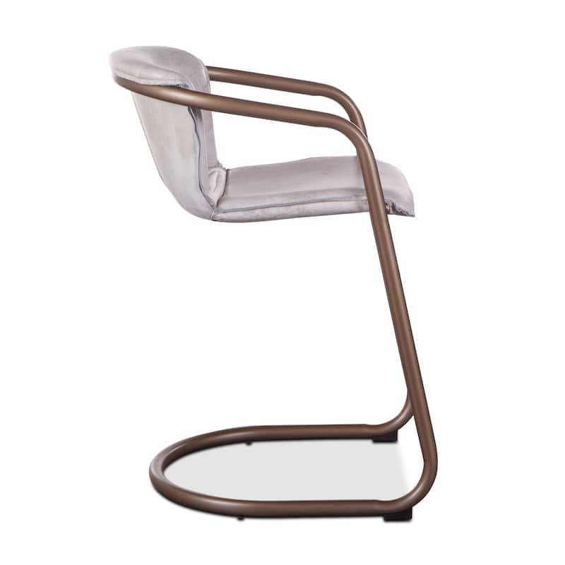 World Interiors Set of 2 Distressed Leather Counter-Height Chairs