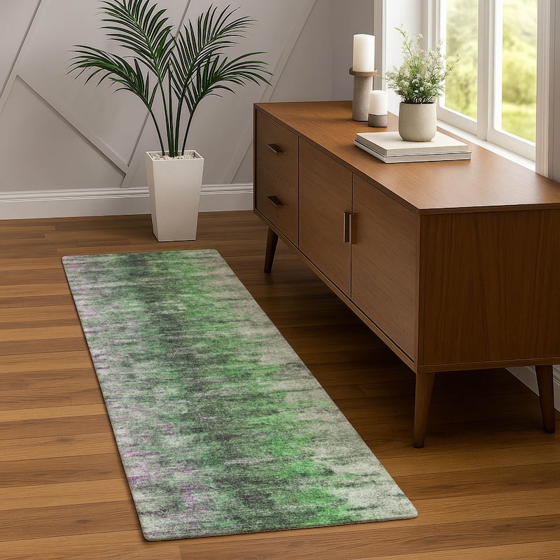 Machine Washable Indoor/ Outdoor Contemporary Ombre Chantille Rug