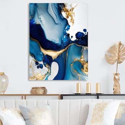 Designart 'Abstract Marble Geode Blue I' Abstract Marble Metal Wall Art