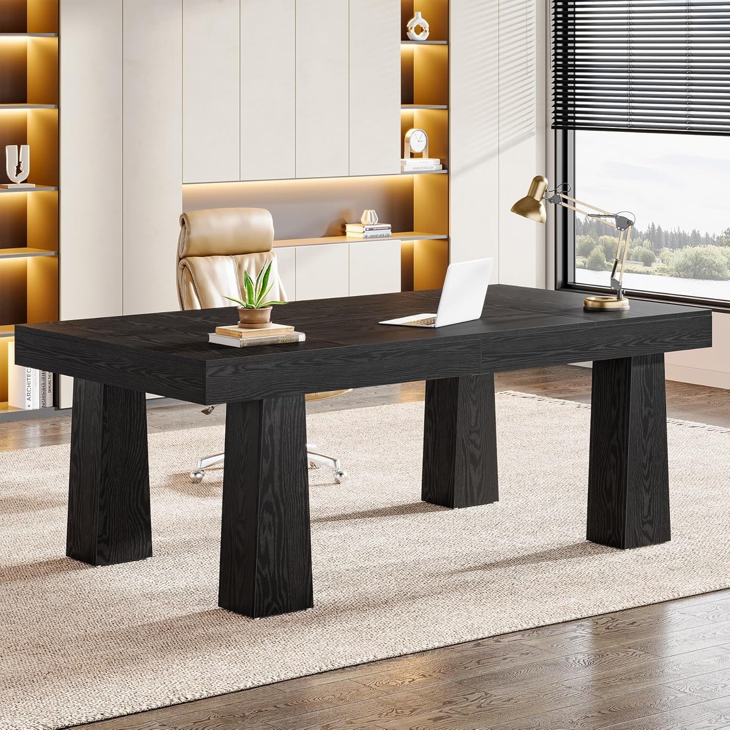 Industrial 63" Executive Computer Desk Workstation for Home Office