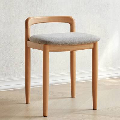 Natural Solid Beech Wood Makeup Stool, Vanity Dressing Stool, Dining Room Stool, Piano Stool with Soft Sponge Cushion