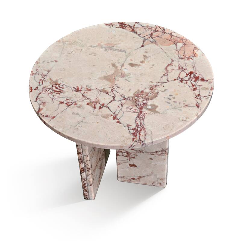 Roomfitters Round Marble Coffee Table, Natural Stone Side Table for Living Room, Solid Marble Accent Table