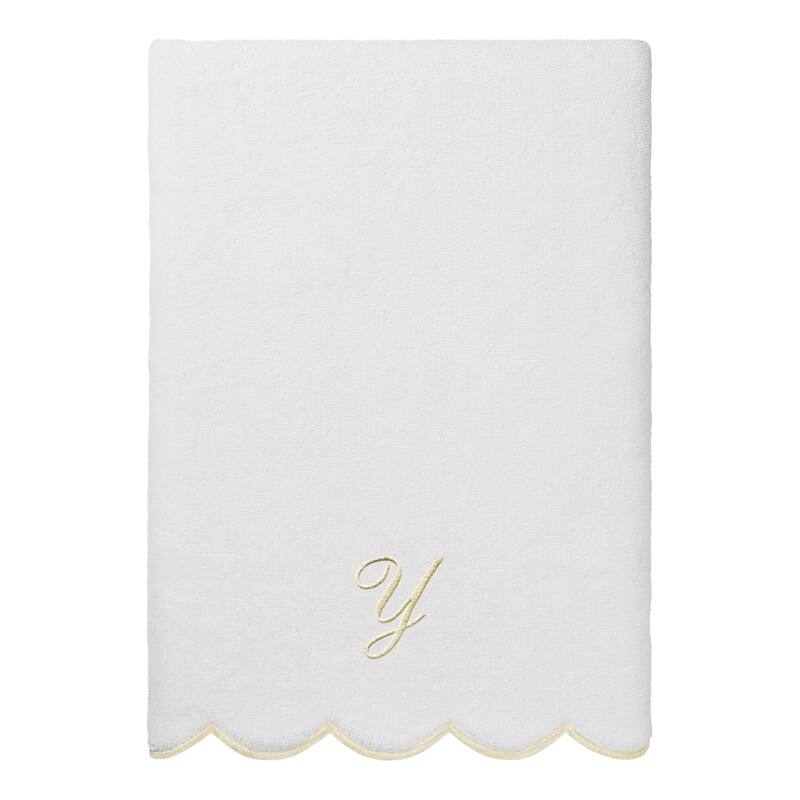 Authentic Hotel and Spa 100% Turkish Cotton Beige ADORNIA Scallop Personalized 3 Piece Towel Set - 3 Piece Set