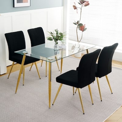 Black Teddy Wool Dining Chairs Set of 4, Upholstered Fabric Side Chair