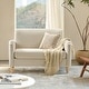 preview thumbnail 3 of 62, HULALA HOME Adika 51"W Farmhouse Striped Linen Upholstered Loveseat with Solid Wood Spindle Legs Linen