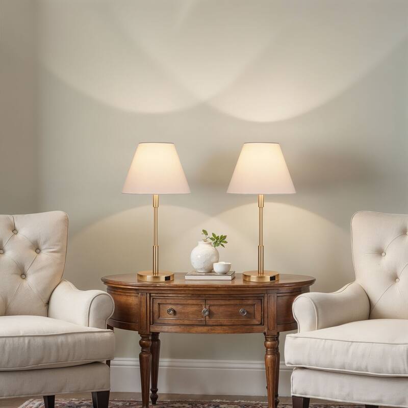 Kenroy Home Marlow Lamp with USB ports - Antique Brass - Set of 2