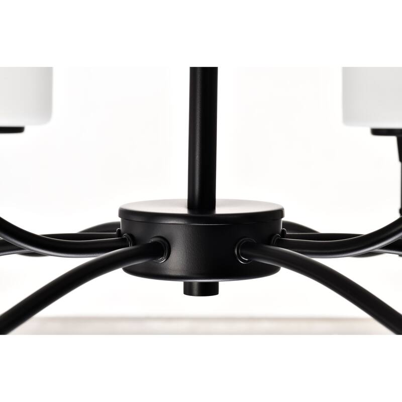 Liam 9 Light Chandelier Matte Black White Opal Glass - Matte Black