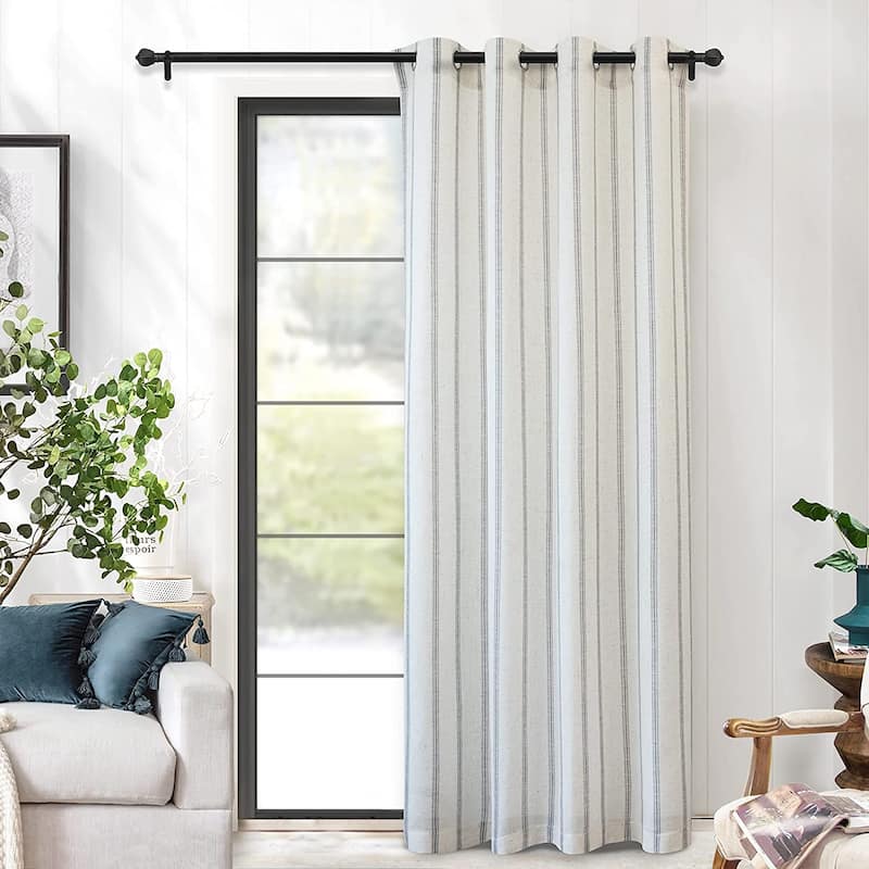DriftAway Farmhouse Linen Blend Curtains Vertical Striped Printed Drapes