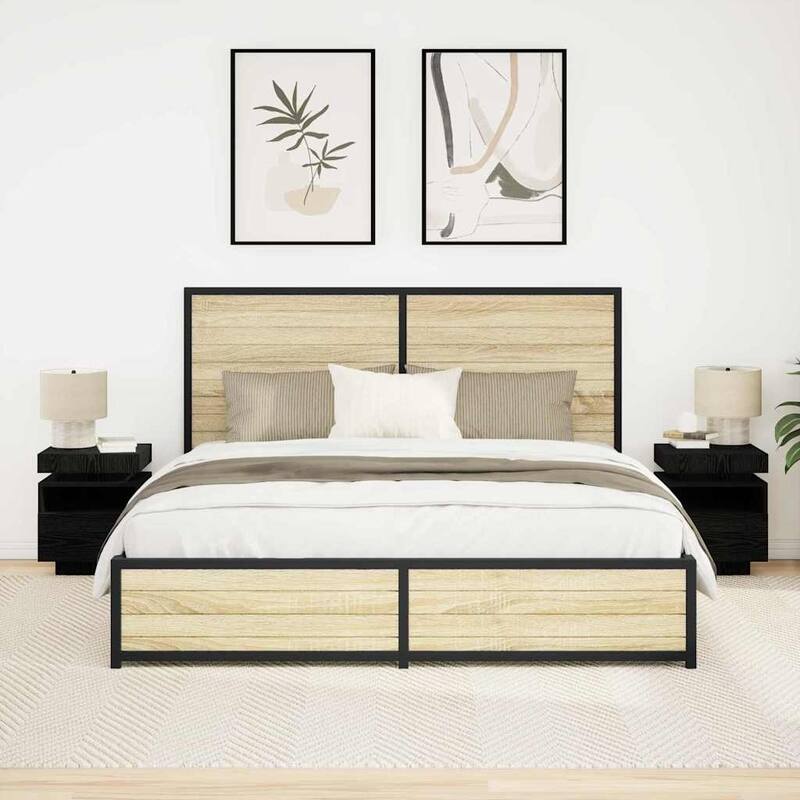 vidaXL Bedside Cabinet Engineered wood Compact Bedside Cabinet - Black oak